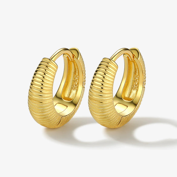 Wholesale S925 Sterling Silver Thread Plain Circle Ring Ear Buckle Light Luxury Style Jewelry