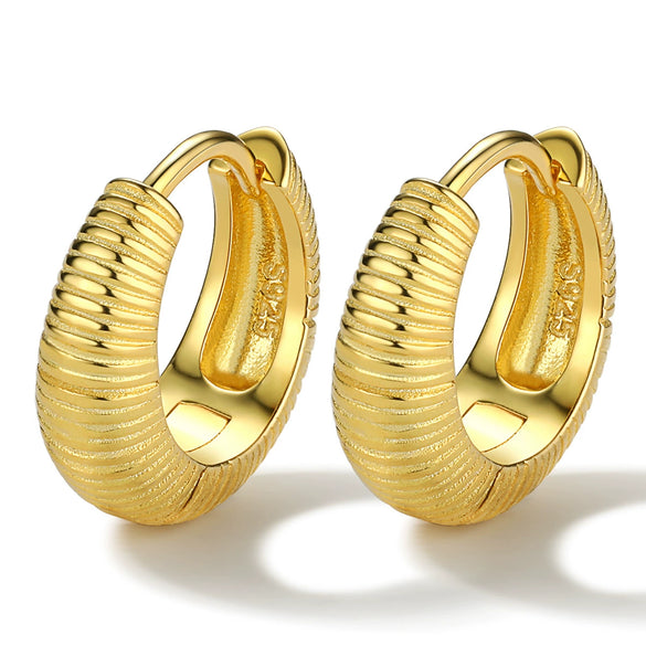 Wholesale S925 Sterling Silver Thread Plain Circle Ring Ear Buckle Light Luxury Style Jewelry