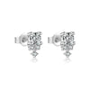 Wholesale S925 Sterling Silver Three Petal Flower Earrings For Women With Electroplated Platinum And Gold Geometric And Fashion Personality Design