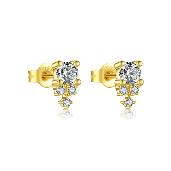 Wholesale S925 Sterling Silver Three Petal Flower Earrings For Women With Electroplated Platinum And Gold Geometric And Fashion Personality Design