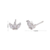 Wholesale S925 Sterling Silver Threepetal Grass Inlaid Zircon Leaves Style Women's Earrings