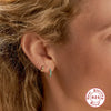 Wholesale S925 Sterling Silver Turquoise Diamond Earrings With Geometric Style And Electroplating Process For Women