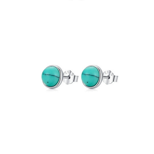 Wholesale S925 Sterling Silver Turquoise Earrings With Niche Design And Geometric Pattern Set With Precious Stones