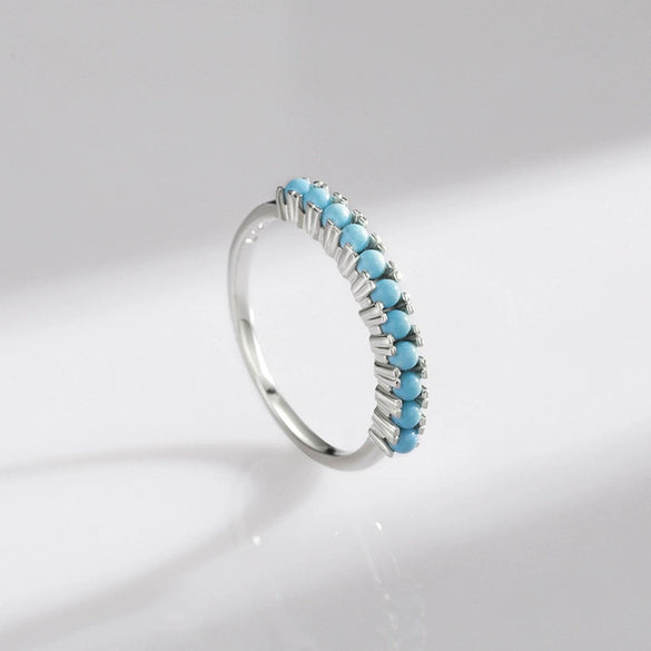 Wholesale S925 Sterling Silver Turquoise Ring With Geometric Design For Women