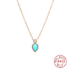 Wholesale S925 Sterling Silver Turquoise Water Drop Geometric Pendant Clavicle Necklace With Electroplating For Women