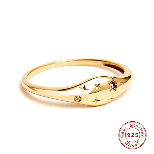 Wholesale S925 Sterling Silver Twelve Constellation Stars Diamondencrusted Women's Ring With Electroplating