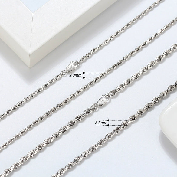 Wholesale S925 Sterling Silver Twist Chain Geometric Style Unisex Hiphop Necklace With Electroplating