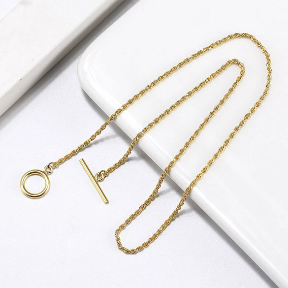 Wholesale S925 Sterling Silver Twist Chain Geometric Style Unisex Hiphop Necklace With Electroplating