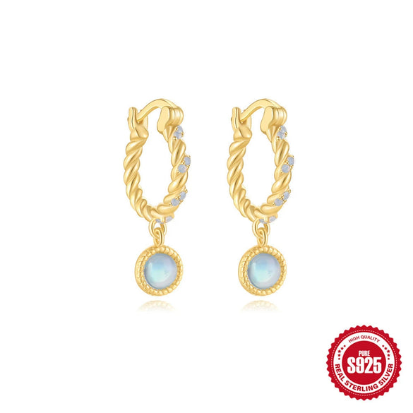 Wholesale S925 Sterling Silver Twist Ring Star Geometric Earrings With Opal Flower Diamond Pendant Electroplated For Women