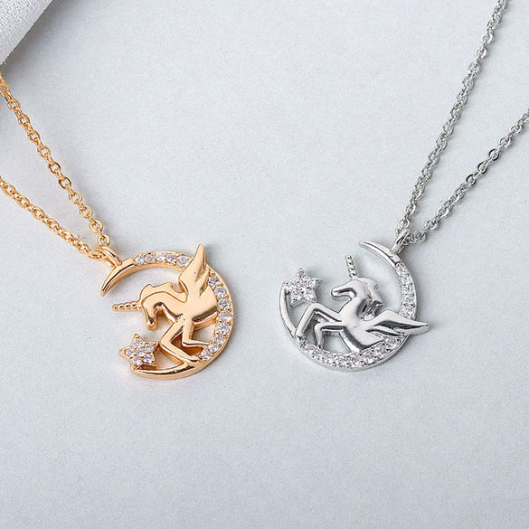 Wholesale S925 Sterling Silver Unicorn Necklace With Cross Chain And Electroplating Treatment For Women