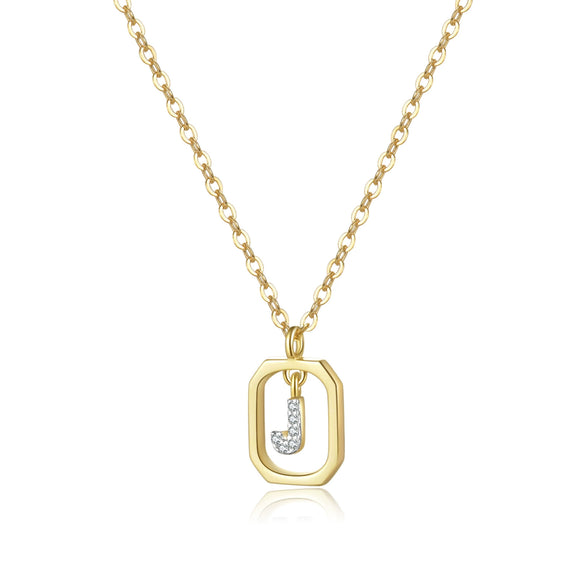 Wholesale S925 Sterling Silver Uppercase English Letter Pendant Necklace With 18K Gold Electroplating And Diamond Treatment