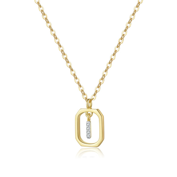 Wholesale S925 Sterling Silver Uppercase English Letter Pendant Necklace With 18K Gold Electroplating And Diamond Treatment