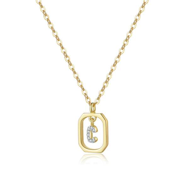 Wholesale S925 Sterling Silver Uppercase English Letter Pendant Necklace With 18K Gold Electroplating And Diamond Treatment