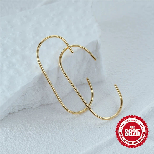 Wholesale S925 Sterling Silver Ushaped Minimalist Geometric Joker Earrings With Electroplating For Women