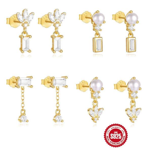 Wholesale S925 Sterling Silver Vintage Pearl Tassel Earrings For Women With Geometric Design And Electroplating