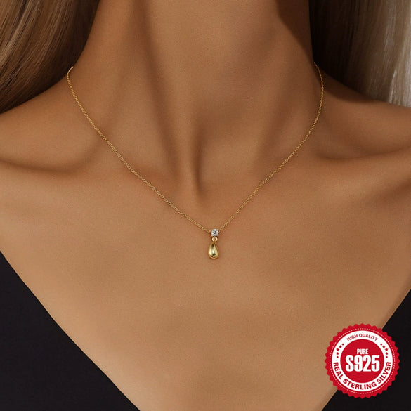 Wholesale S925 Sterling Silver Water Drop Clavicle Chain With Three Dimensional Design Sense And Electroplating For Women Light Luxury Diamond Distinctive Versatile Necklace