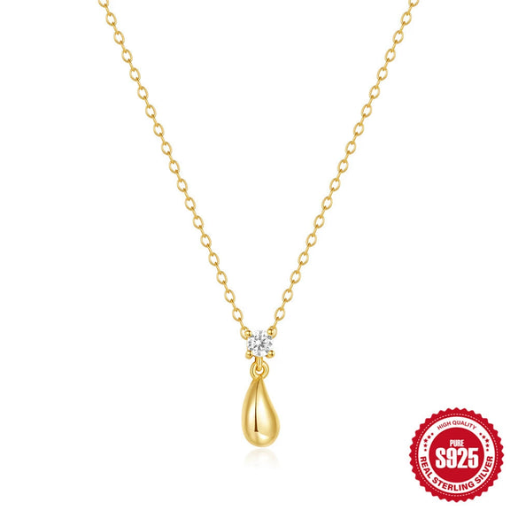 Wholesale S925 Sterling Silver Water Drop Clavicle Chain With Three Dimensional Design Sense And Electroplating For Women Light Luxury Diamond Distinctive Versatile Necklace