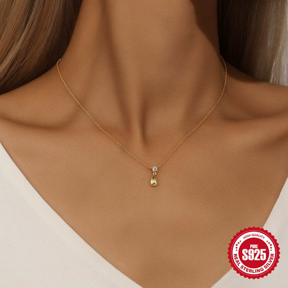 Wholesale S925 Sterling Silver Water Drop Clavicle Chain With Three Dimensional Design Sense And Electroplating For Women Light Luxury Diamond Distinctive Versatile Necklace