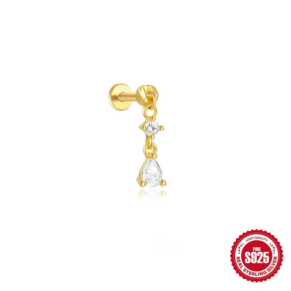 Wholesale S925 Sterling Silver Water Drop Cone Pendant Earrings With Zircon And Geometric Design For Women
