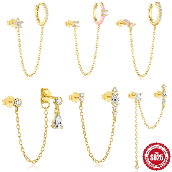 Wholesale S925 Sterling Silver Water Drop Geometric Tassel Enamel Ear Clip Earrings With Electroplating