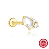 Wholesale S925 Sterling Silver Water Drop Opal Moonstone Inlaid With Zirconium Flat Head Threaded Piercing Ear Bone Nail Earrings Electroplated For Women Geometric
