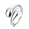 Wholesale S925 Sterling Silver Water Drop Open Ring For Women With Geometric Design And Electroplating