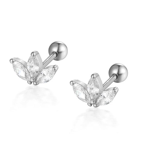 Wholesale S925 Sterling Silver Water Drop Petals Flower Zircon Earrings For Women