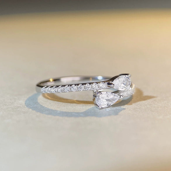 Wholesale S925 Sterling Silver Water Drop Ring Women's Fashion Simple Highgrade Design