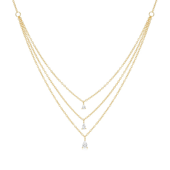 Wholesale S925 Sterling Silver Water Drop Shaped Three Layer Stacked O Chain Necklace For Women With Electroplating Treatment And Geometric Design