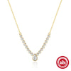 Wholesale S925 Sterling Silver Water Drop Shaped Zircon Necklace With Geometric Pattern And Electroplating For Women