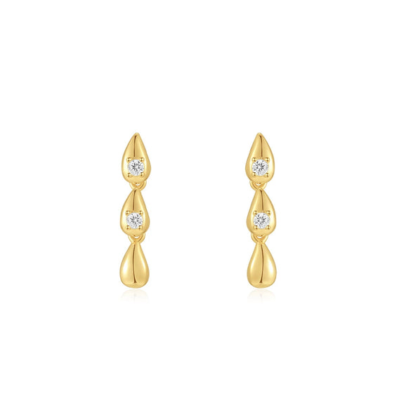 Wholesale S925 Sterling Silver Water Drop Tassel Inlaid Zircon Electroplated Geometric Earrings For Women