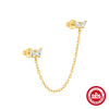 Wholesale S925 Sterling Silver Water Drop Zircon Stitching Butterfly Chain Ring Necklace Earrings Suit With Electroplating Jewelry Set