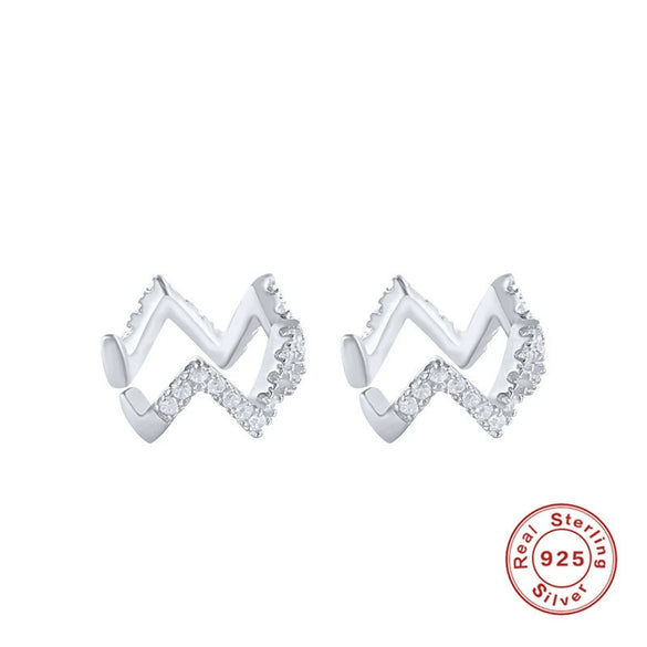 Wholesale S925 Sterling Silver Wave Ear Clip Earrings With Simple Diamond Inlay Light Luxury Geometric Style Electroplating For Women