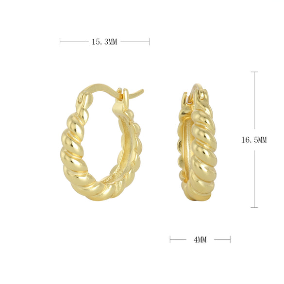 Wholesale S925 Sterling Silver Wave Pattern Twist Half Circle C Shaped Ear Buckle Earrings With Electroplating For Women
