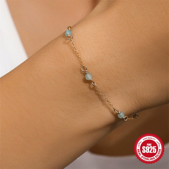 Wholesale S925 Sterling Silver Wine Red Geometric Stars Atmosphere Bracelet With Electroplating For Women