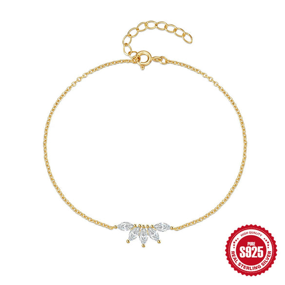 Wholesale S925 Sterling Silver Women's Bracelet With Horse Eye Crown Zircon Inlaid In Geometric Pattern