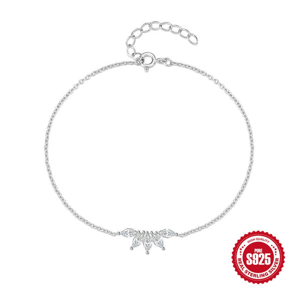 Wholesale S925 Sterling Silver Women's Bracelet With Horse Eye Crown Zircon Inlaid In Geometric Pattern