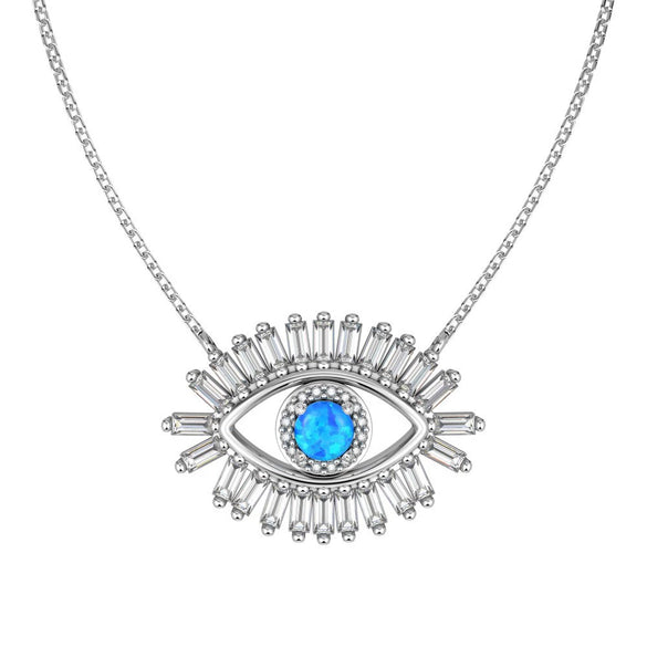 Wholesale S925 Sterling Silver Women's Clavicle Chain With Blue Eyes And Devil's Eye Design Electroplated