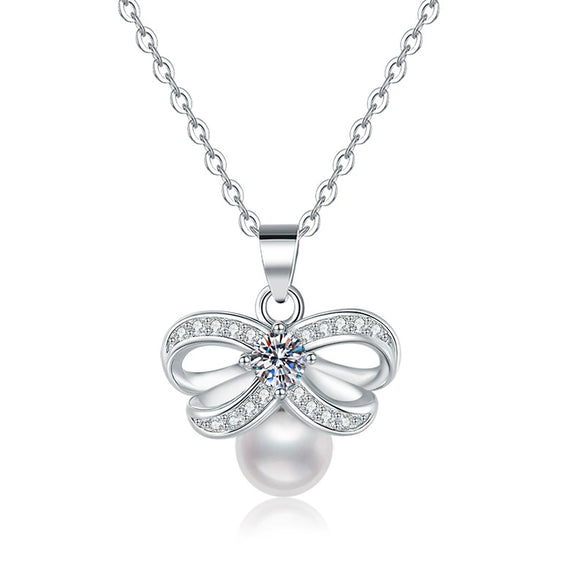 Wholesale S925 Sterling Silver Women's Clavicle Necklace Bow Personality Pendant