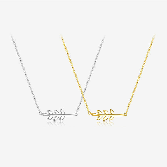 Wholesale S925 Sterling Silver Women's Collarbone Chain With Leaf Pendant Electroplated Silver Jewelry