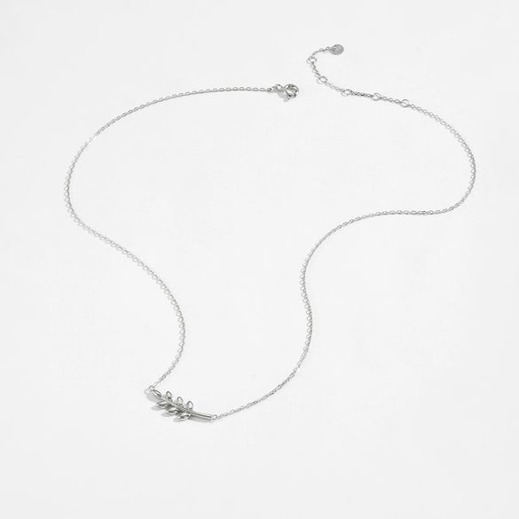 Wholesale S925 Sterling Silver Women's Collarbone Chain With Leaf Pendant Electroplated Silver Jewelry