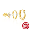 Wholesale S925 Sterling Silver Women's Daily Elegant Matching Earrings Set With Geometric Design And Electroplating
