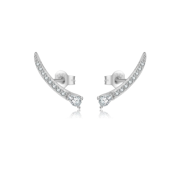 Wholesale S925 Sterling Silver Women's Earrings With Irregular Geometric Design And Diamond Treatment Platinum Or 18K Gold Electroplating