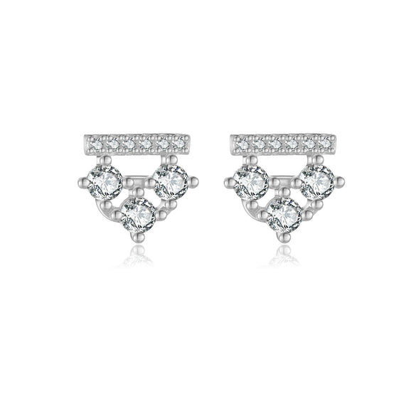 Wholesale S925 Sterling Silver Women's Earrings With Irregular Geometric Design And Diamond Treatment Platinum Or 18K Gold Electroplating