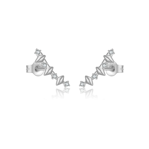 Wholesale S925 Sterling Silver Women's Earrings With Irregular Geometric Design And Diamond Treatment Platinum Or 18K Gold Electroplating