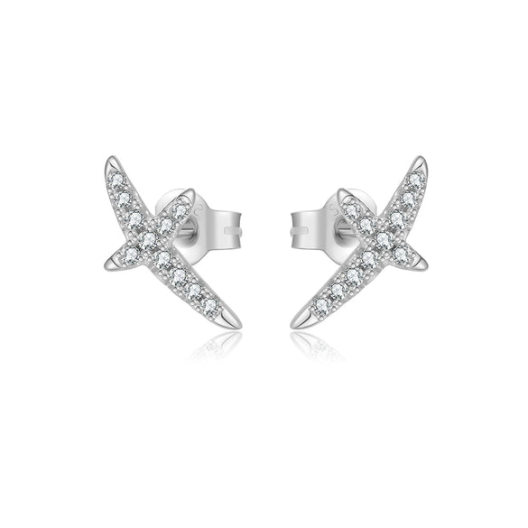 Wholesale S925 Sterling Silver Women's Earrings With Irregular Geometric Design And Diamond Treatment Platinum Or 18K Gold Electroplating
