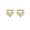 Wholesale S925 Sterling Silver Women's Earrings With Irregular Geometric Design And Diamond Treatment Platinum Or 18K Gold Electroplating