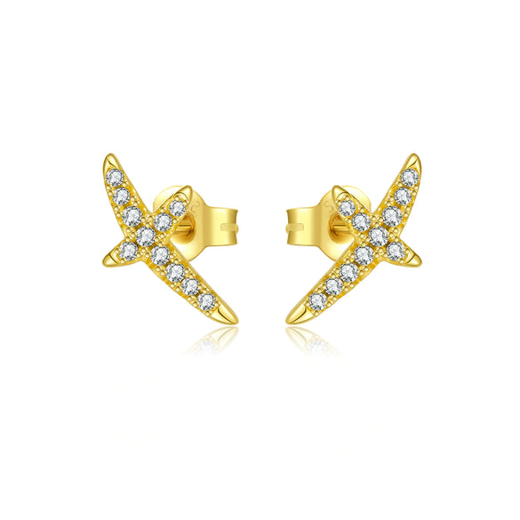 Wholesale S925 Sterling Silver Women's Earrings With Irregular Geometric Design And Diamond Treatment Platinum Or 18K Gold Electroplating
