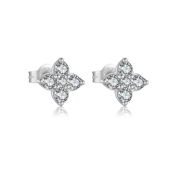 Wholesale S925 Sterling Silver Women's Earrings With Irregular Geometric Design And Diamond Treatment Platinum Or 18K Gold Electroplating