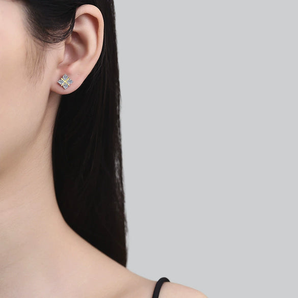 Wholesale S925 Sterling Silver Women's Earrings With Moissanite Cross Shape Light Luxury Style Electroplating Treatment Crown Pattern